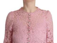 Dolce & Gabbana Shift Lilac Lace Feathers Long Sleeves Dress Dolce & Gabbana Retail Flare