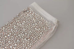 Dolce & Gabbana White Crystal Elbow Length Cotton Tulle Gloves - Retail Flare
