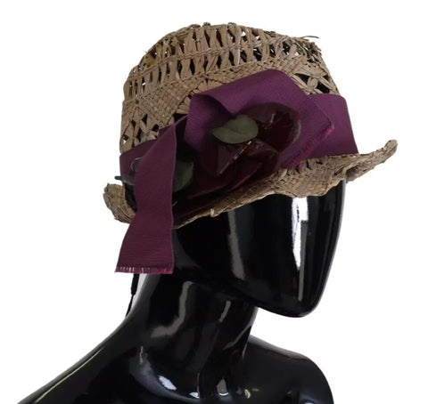 Dolce & Gabbana Brown Ribbon Floral Embellished Straw Hat - Retail Flare