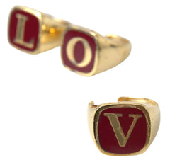 Dolce & Gabbana Gold Brass LOVE Enamel Set of 3 Ring - Retail Flare