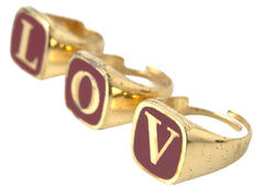Dolce & Gabbana Gold Brass LOVE Enamel Set of 3 Ring - Retail Flare