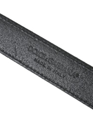 Dolce & Gabbana Black Glittered Leather Silver Buckle Belt - Retail Flare