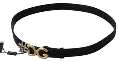 Dolce & Gabbana Black Leather Metal #DG Logo Buckle Belt - Retail Flare