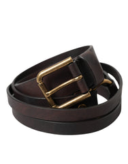 Dolce & Gabbana Dark Brown Leather Gold Metal Buckle Women Belt - Retail Flare