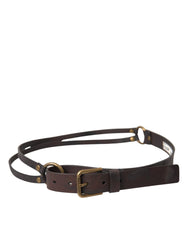 Dolce & Gabbana Dark Brown Leather Gold Metal Buckle Women Belt - Retail Flare