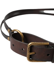 Dolce & Gabbana Dark Brown Leather Gold Metal Buckle Women Belt - Retail Flare