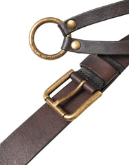 Dolce & Gabbana Dark Brown Leather Gold Metal Buckle Women Belt - Retail Flare