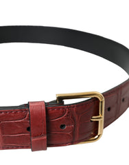 Dolce & Gabbana Brown Alligator Leather Studded Metal Buckle Belt - Retail Flare