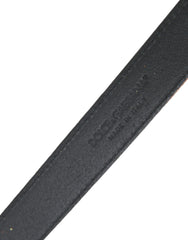Dolce & Gabbana Gold Glitter Leather Silver Metal Buckle Belt - Retail Flare