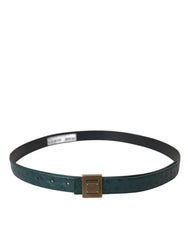 Dolce & Gabbana Dark Green Leather Square Metal Buckle Belt - Retail Flare