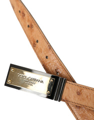 Dolce & Gabbana Beige Leather Gold Logo Engraved Buckle Belt - Retail Flare