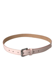 Dolce & Gabbana Light Pink Leather Silver Metal Buckle Belt - Retail Flare