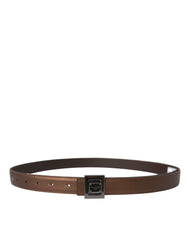 Dolce & Gabbana Bronze Leather Square Metal Buckle Belt - Retail Flare