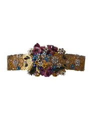 Dolce & Gabbana Multicolor Embellished Floral Crystal Wide Waist Belt - Retail Flare