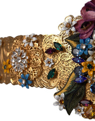 Dolce & Gabbana Multicolor Embellished Floral Crystal Wide Waist Belt - Retail Flare