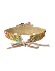 Dolce & Gabbana Multicolor Embellished Floral Crystal Wide Waist Belt - Retail Flare
