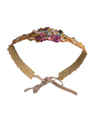 Dolce & Gabbana Multicolor Embellished Floral Crystal Wide Waist Belt - Retail Flare