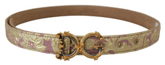 Dolce & Gabbana Pink Jaquard DG Logo Gold Metal Buckle Belt - Retail Flare