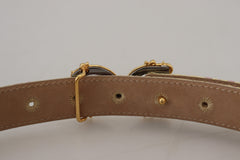 Dolce & Gabbana Pink Jaquard DG Logo Gold Metal Buckle Belt - Retail Flare