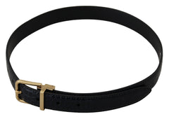 Dolce & Gabbana Black Exotic Leather Gold Metal Buckle Belt - Retail Flare