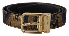 Dolce & Gabbana Multicolor Jacquard Leather Logo Buckle Belt - Retail Flare