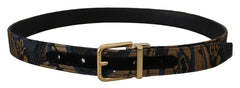 Dolce & Gabbana Multicolor Jacquard Leather Logo Buckle Belt - Retail Flare