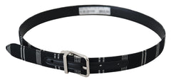 Dolce & Gabbana Black White Cotton Metal Silver Buckle Belt - Retail Flare