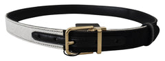 Dolce & Gabbana White Black Patchwork Gold Metal Buckle Belt - Retail Flare