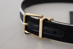 Dolce & Gabbana White Black Patchwork Gold Metal Buckle Belt - Retail Flare