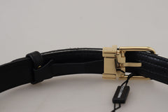 Dolce & Gabbana White Black Patchwork Gold Metal Buckle Belt - Retail Flare