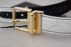 Dolce & Gabbana White Black Patchwork Gold Metal Buckle Belt - Retail Flare