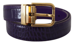 Dolce & Gabbana Purple Exotic Leather Gold Metal Buckle Belt - Retail Flare