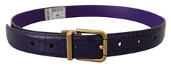 Dolce & Gabbana Purple Exotic Leather Gold Metal Buckle Belt - Retail Flare