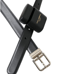 Dolce & Gabbana Black Leather Airpods Case Silver Buckle Belt - Retail Flare