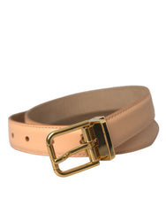 Dolce & Gabbana Beige Calfskin Leather Gold Metal Buckle Belt - Retail Flare