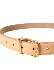 Dolce & Gabbana Beige Calfskin Leather Gold Metal Buckle Belt - Retail Flare