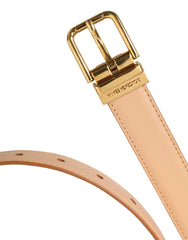 Dolce & Gabbana Beige Calfskin Leather Gold Metal Buckle Belt - Retail Flare