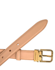 Dolce & Gabbana Beige Calfskin Leather Gold Metal Buckle Belt - Retail Flare
