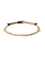 Dolce & Gabbana Black Leather Gold Chain Crystal Waist Women Belt - Retail Flare