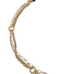 Dolce & Gabbana Black Leather Gold Chain Crystal Waist Women Belt - Retail Flare