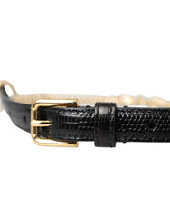 Dolce & Gabbana Black Leather Gold Chain Crystal Waist Women Belt - Retail Flare