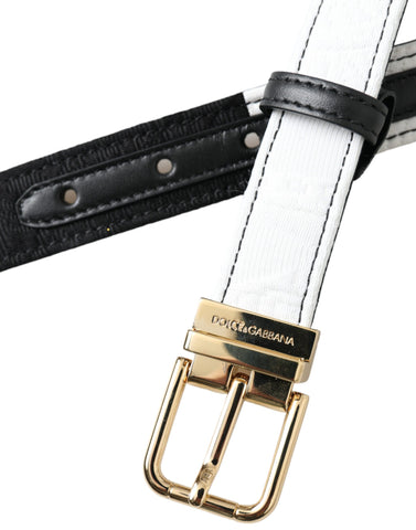 Dolce & Gabbana Black White Patchwork Gold Metal Buckle Belt - Retail Flare