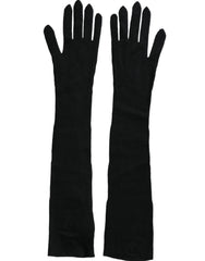 Dolce & Gabbana Black Cashmere Knitted Elbow Length Gloves - Retail Flare