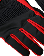 Dolce & Gabbana Black Red Nylon Wrist Length Gloves - Retail Flare