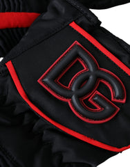 Dolce & Gabbana Black Red Nylon Wrist Length Gloves - Retail Flare