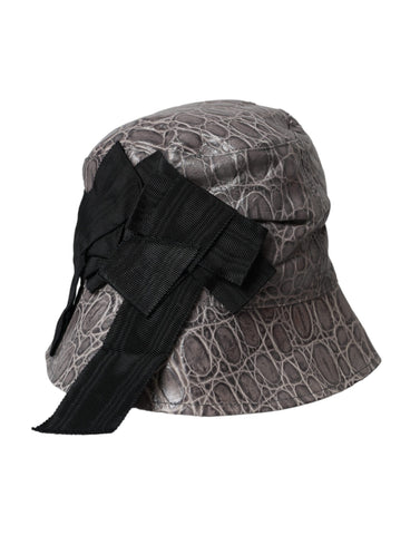 Dolce & Gabbana Black Gray Patterned Leather Bucket Hat - Retail Flare