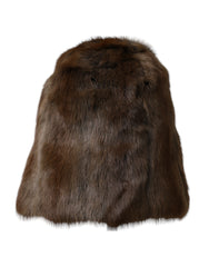 Dolce & Gabbana Brown Weasel Fur Womens Cashmere Hat Beanie - Retail Flare