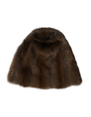 Dolce & Gabbana Brown Weasel Fur Womens Cashmere Hat Beanie - Retail Flare