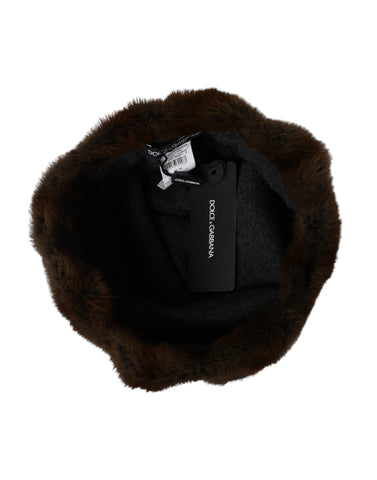Dolce & Gabbana Brown Weasel Fur Womens Cashmere Hat Beanie - Retail Flare