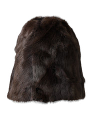 Dolce & Gabbana Brown Weasel Fur Womens Cashmere Hat Beanie - Retail Flare